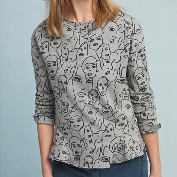 Anthropologie Eva Franco Forever Face Peplum Sweatshirt - Picture 3 of 5